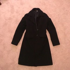 Long black wool trench